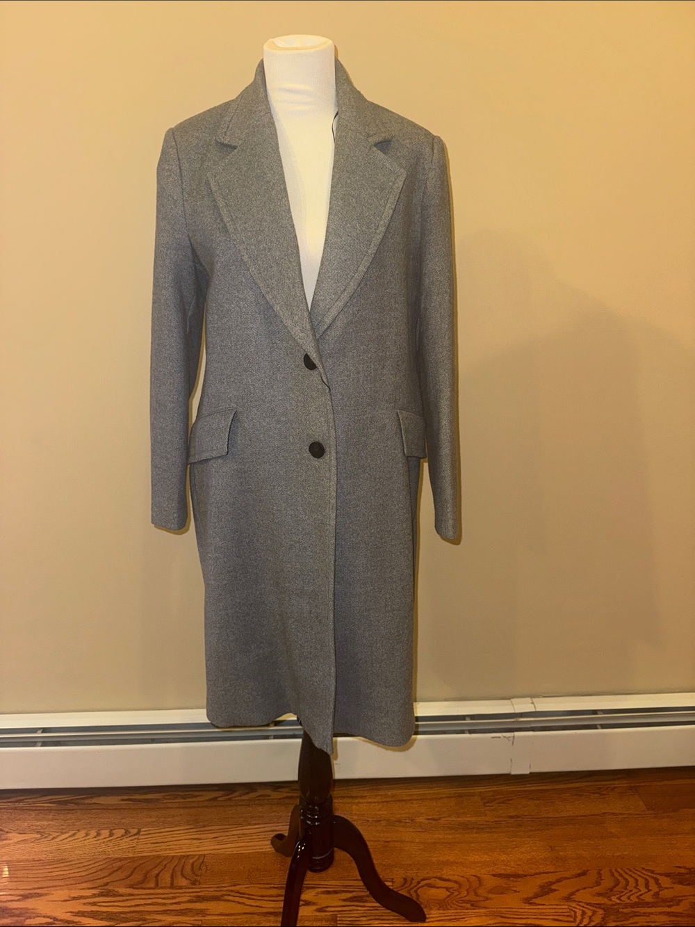 Zara Classic Women's Gray Long Wool Coat